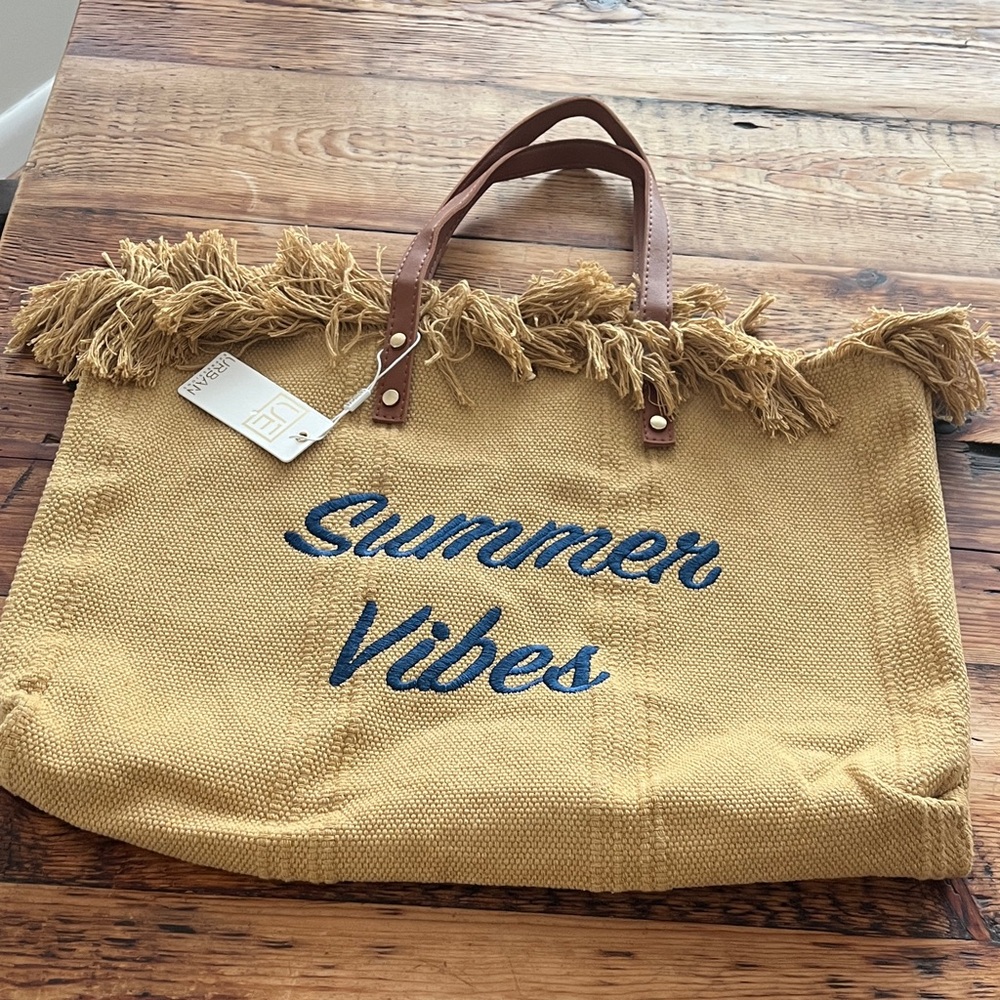 NWT Summer Vibes Tan Tote Bag